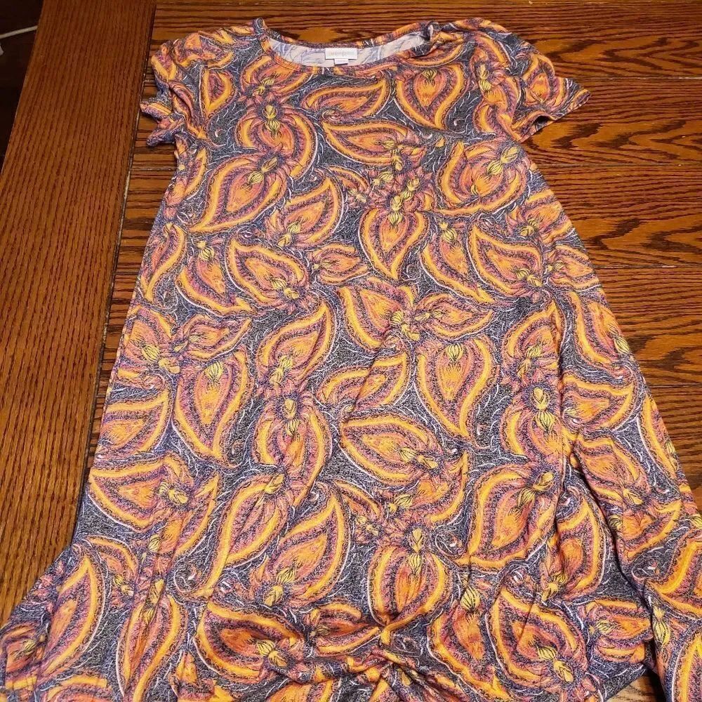 Lularoe paisley orange&red Carly dress sz XXS